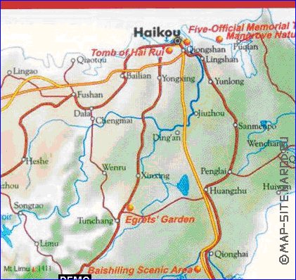 carte de Hainan en anglais