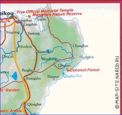 mapa de Hainan em ingles