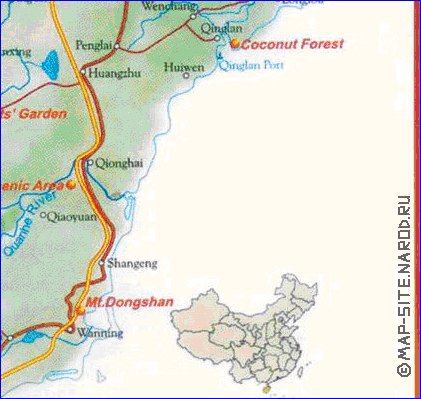 mapa de Hainan em ingles