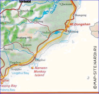 mapa de Hainan em ingles