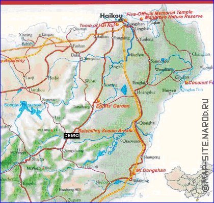 mapa de Hainan em ingles