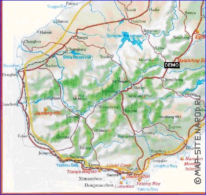 mapa de Hainan em ingles