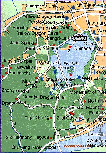 mapa de Hangzhou em ingles