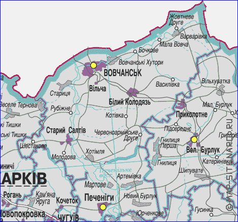 Administrativa mapa de Kharkiv do idioma ucraniano