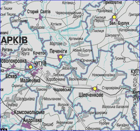 Administrativa mapa de Kharkiv do idioma ucraniano