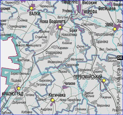 Administrativa mapa de Kharkiv do idioma ucraniano