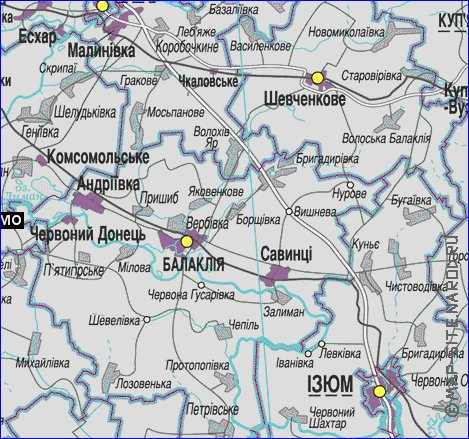 Administrativa mapa de Kharkiv do idioma ucraniano