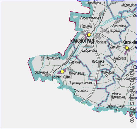 Administrativa mapa de Kharkiv do idioma ucraniano