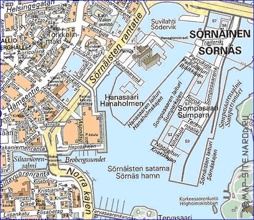 mapa de Helsinquia em finlandesa