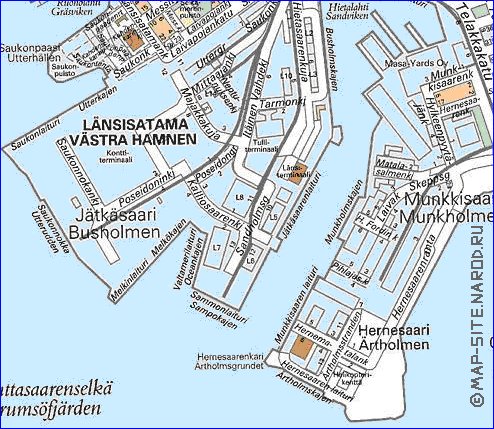 carte de Helsinki en langue finlandaise