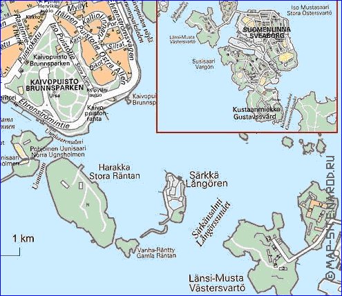 carte de Helsinki en langue finlandaise