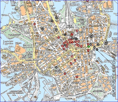 carte de Helsinki en langue finlandaise