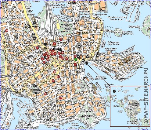 carte de Helsinki en langue finlandaise