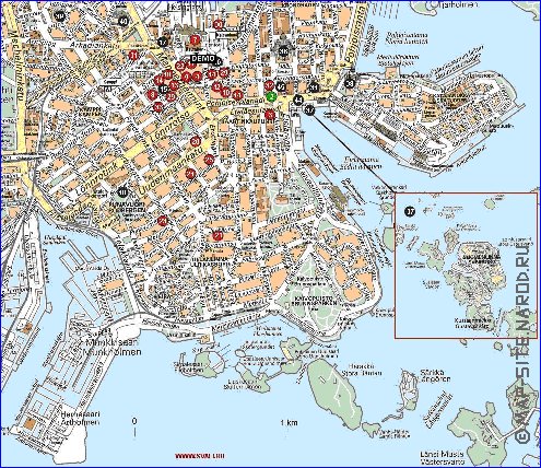 carte de Helsinki en langue finlandaise