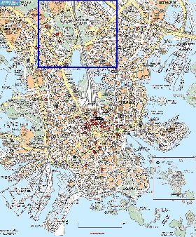 mapa de Helsinquia em finlandesa