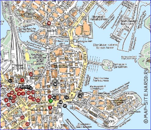 carte de Helsinki en langue finlandaise