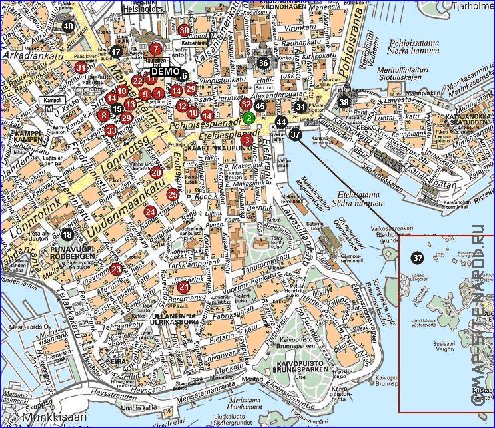 carte de Helsinki en langue finlandaise