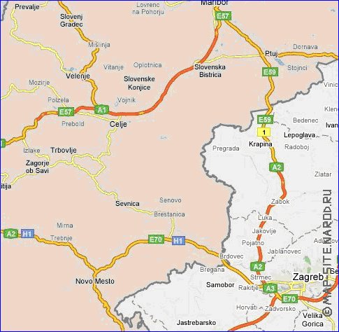 carte de des routes Croatie en anglais