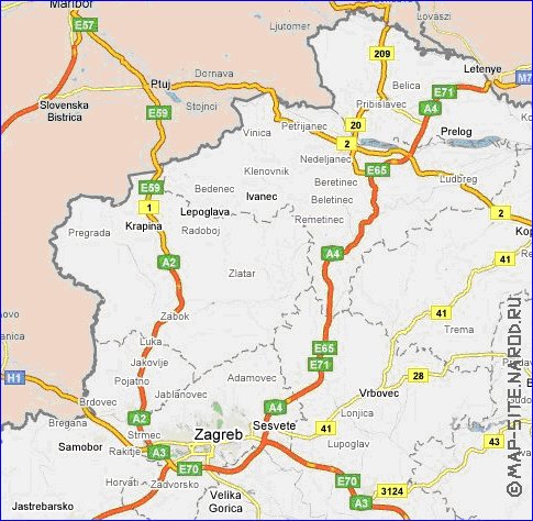 carte de des routes Croatie en anglais