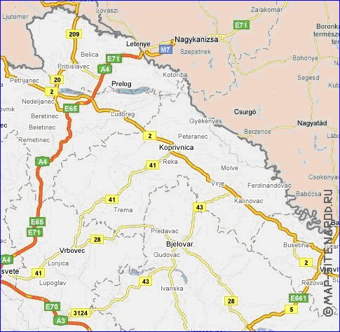 carte de des routes Croatie en anglais