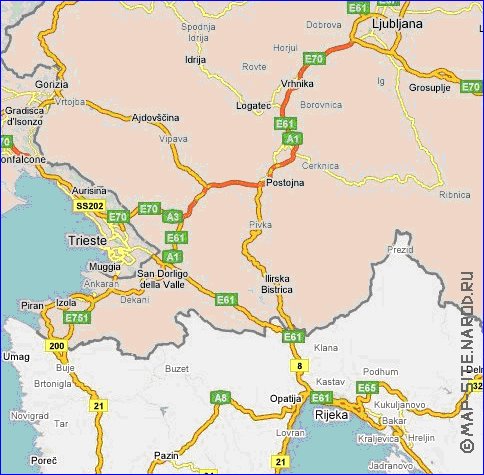 carte de des routes Croatie en anglais