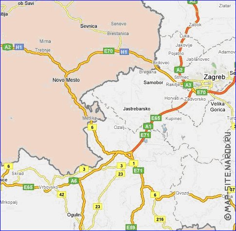 carte de des routes Croatie en anglais