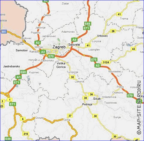 carte de des routes Croatie en anglais