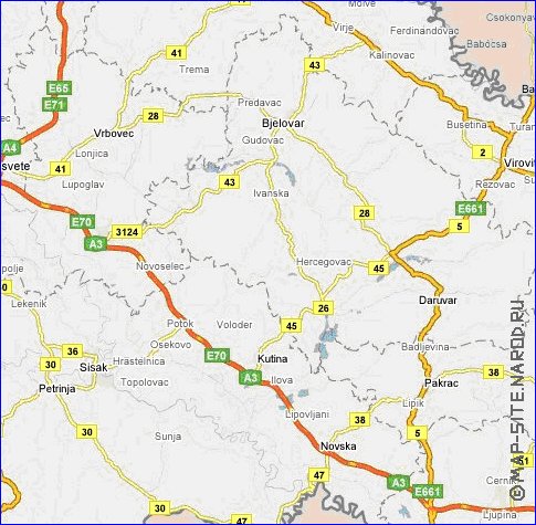 carte de des routes Croatie en anglais