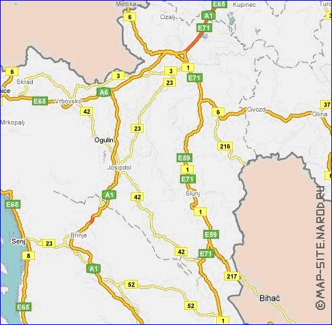 carte de des routes Croatie en anglais