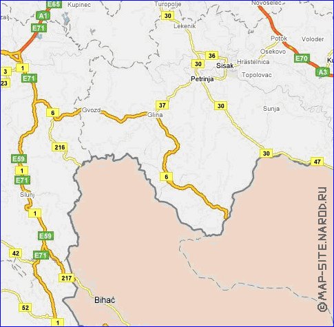 mapa de de estradas Croacia em ingles