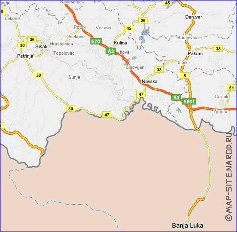 carte de des routes Croatie en anglais