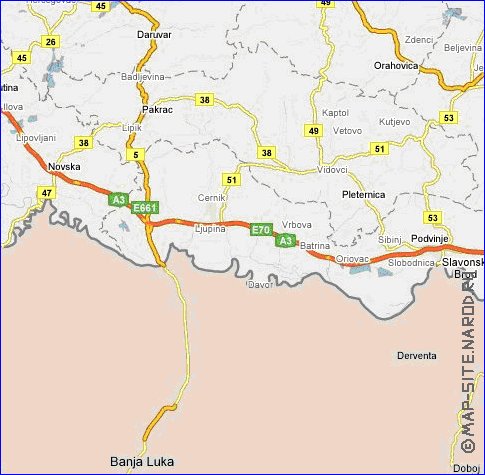 carte de des routes Croatie en anglais