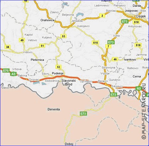 carte de des routes Croatie en anglais