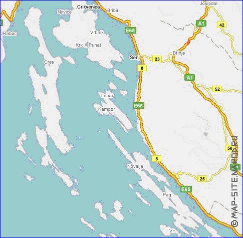 carte de des routes Croatie en anglais