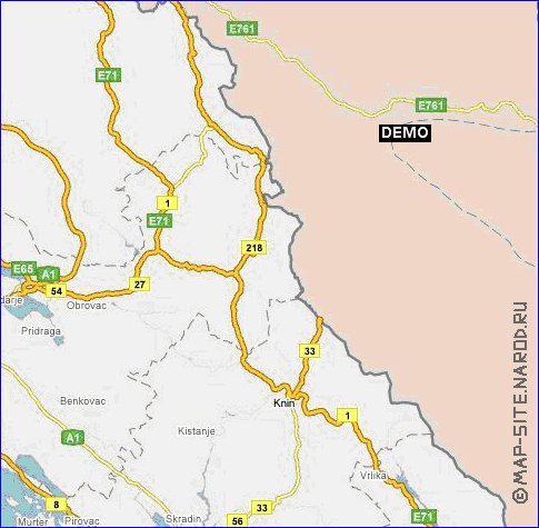 carte de des routes Croatie en anglais