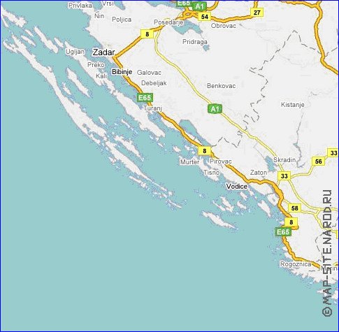 mapa de de estradas Croacia em ingles