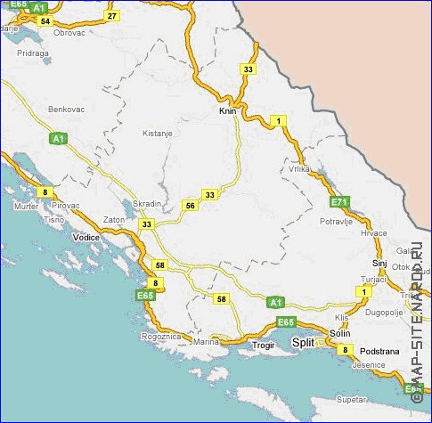 mapa de de estradas Croacia em ingles