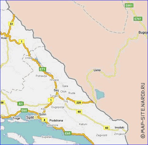 carte de des routes Croatie en anglais