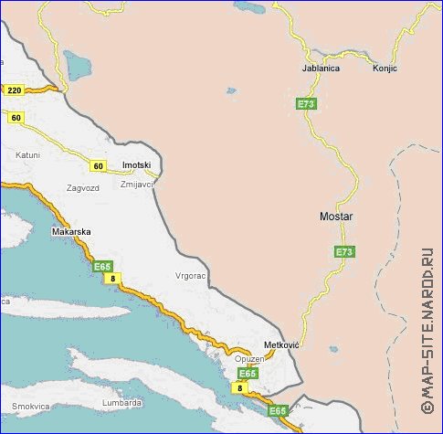 carte de des routes Croatie en anglais