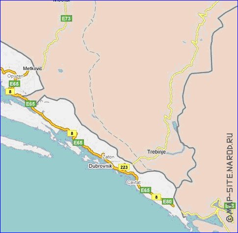 mapa de de estradas Croacia em ingles