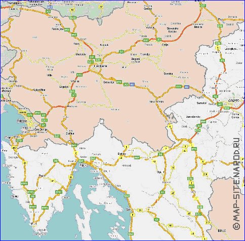 carte de des routes Croatie en anglais