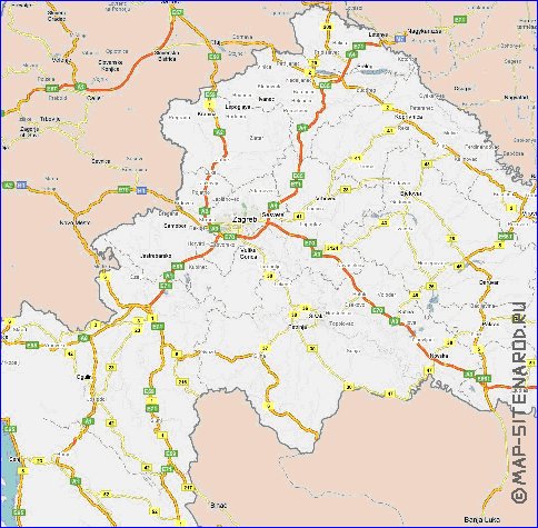 mapa de de estradas Croacia em ingles