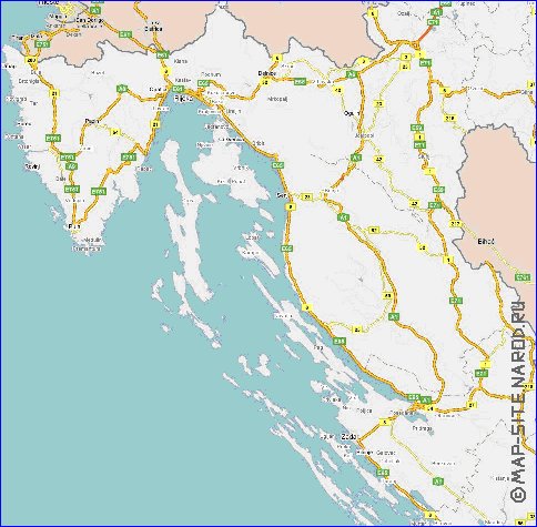 mapa de de estradas Croacia em ingles