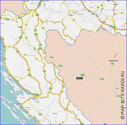 carte de des routes Croatie en anglais