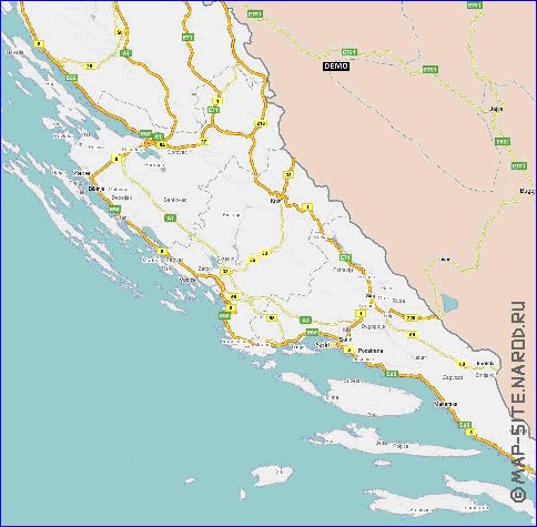 carte de des routes Croatie en anglais