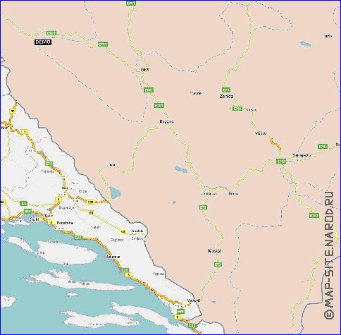 mapa de de estradas Croacia em ingles