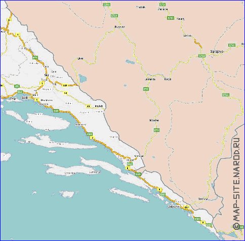 carte de des routes Croatie en anglais