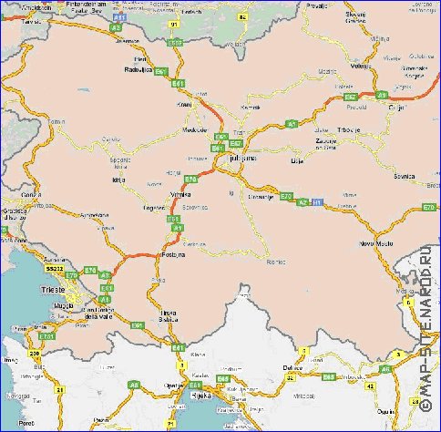 carte de des routes Croatie en anglais