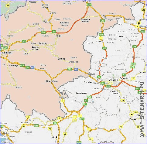 carte de des routes Croatie en anglais