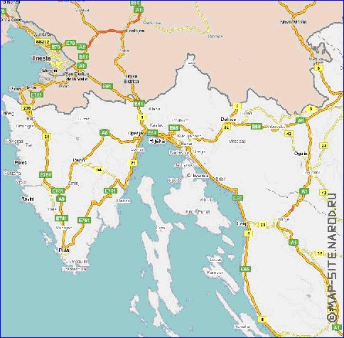 carte de des routes Croatie en anglais